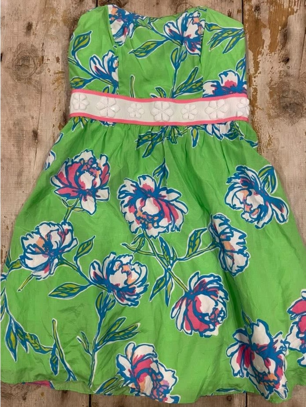 Lilly Pulitzer Langley strapless green floral dress - 0 - Picture 1 of 8